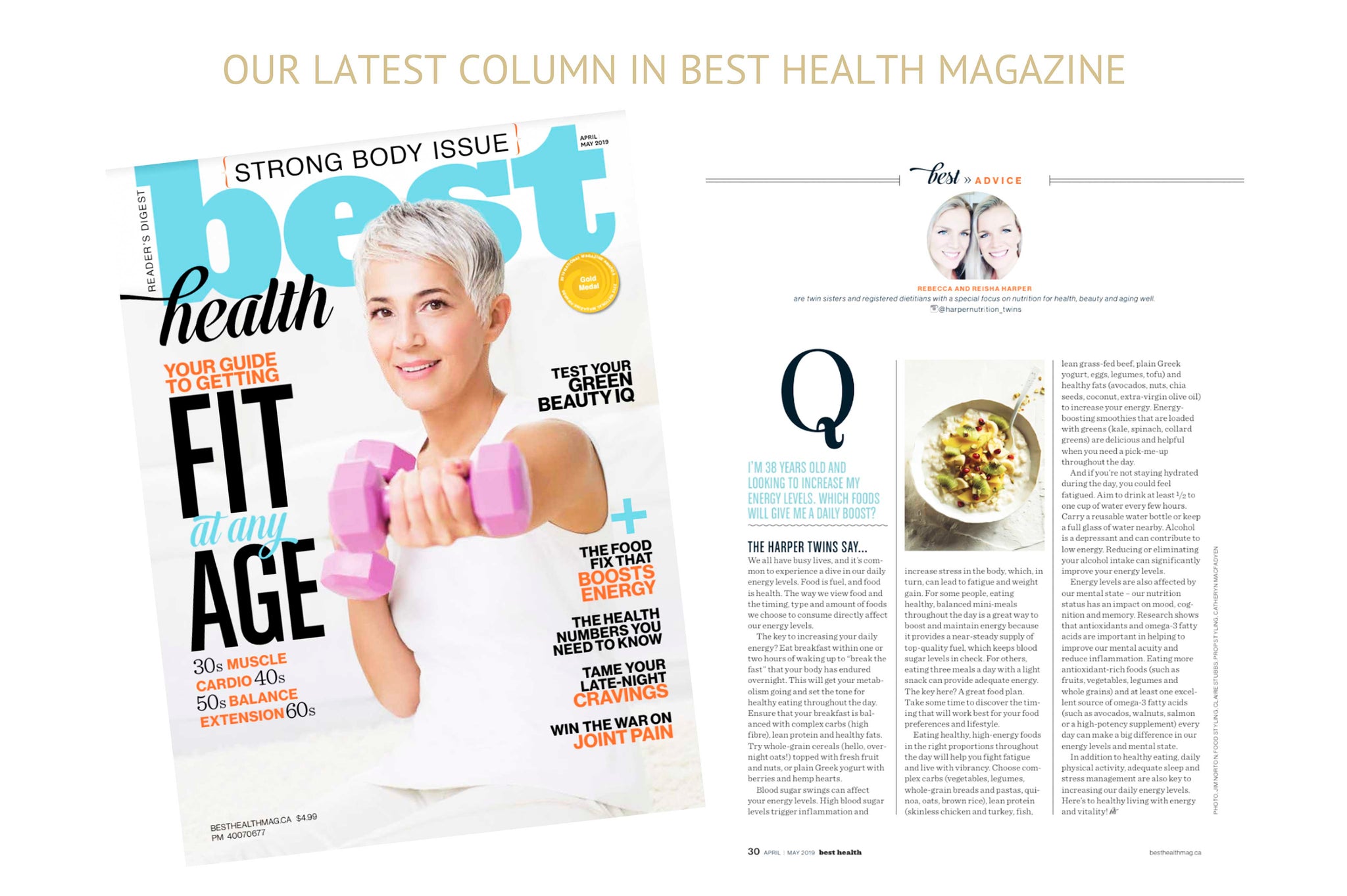 Column In Best Health Magazine - The 'Strong Body' Issue - The Food Fix That Boosts Energy